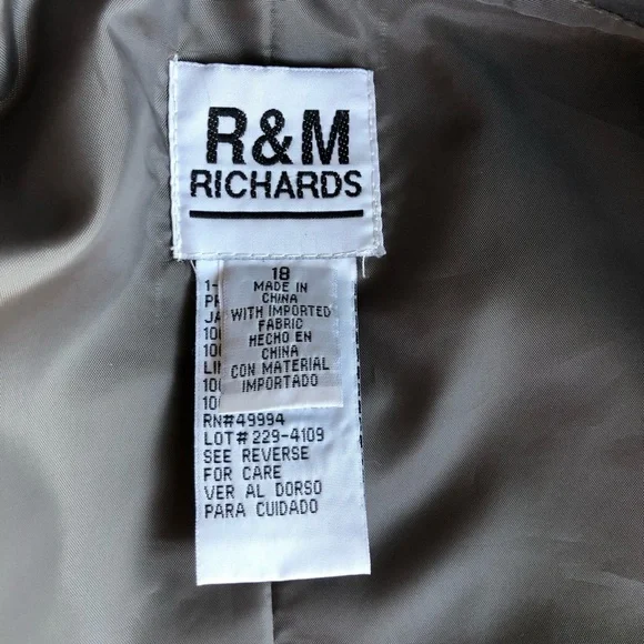 R&M RICHARDS Gunmetal Embroidered Floral Duster Jacket organza style 18 - Picture 13 of 16